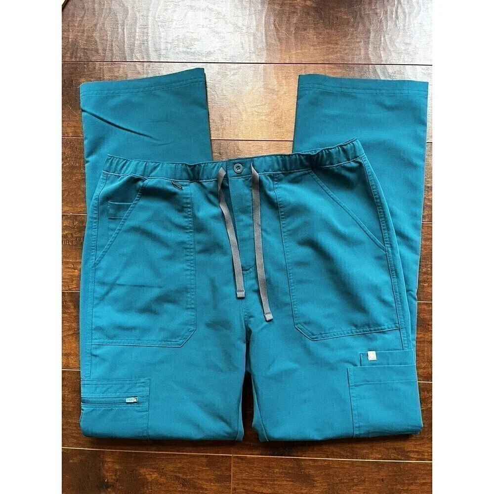 Figs Technical Collection Mens Blue Straight Leg Scrub Pants Sz L